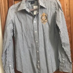 Stripped button down shirt.